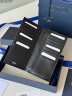 CD Long Vertical Wallet Black Jacquard Cowhide