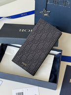 CD Long Vertical Wallet Black Jacquard Cowhide