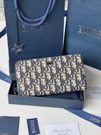 CD Long Zipped Wallet 19.8cm Beige Black Jacquard