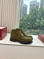 GG Men's Ankle Boot With Horsebit Variation Dark Green Suede 506838