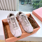 Miu Plume Sneakers Lavender Blush Satin Suede 549131