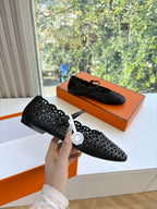 HM 26ss Pig-Nose Ballet Flat Black Cowhide 603928