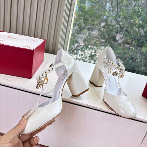 Très Vivier Mary Jane Pumps 8.5 cm White Patent Leather