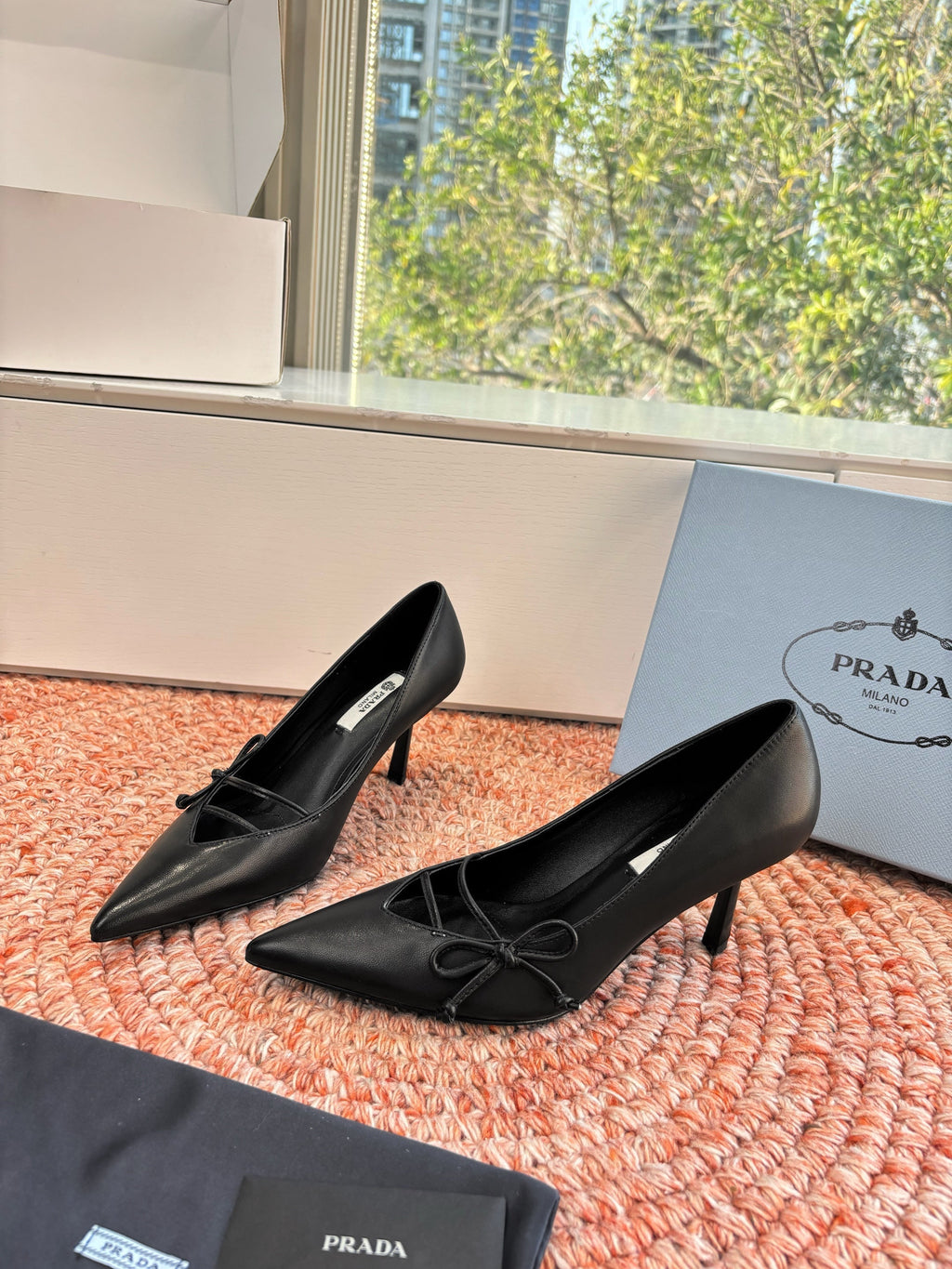 Prada G887 26s Slingback Black Cowhide 604197