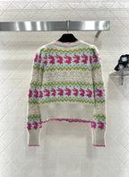 CC 26 Striped Jacquard Knit Cardigan Multicolor Wool Cashmere 331700