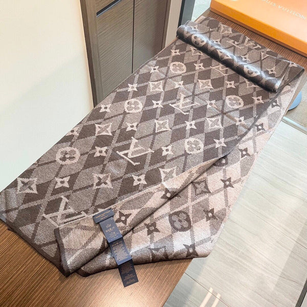 LV Scarf 200cm Brown Cashmere 968476