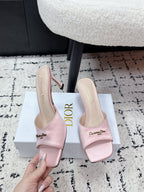 CD Square-Toed Sandal Pink Satin 617522