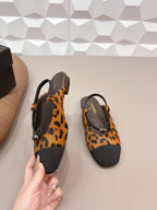 CC 26s Round-Toe Open-Back Flats Black Brown Fabric Horsehair 613258