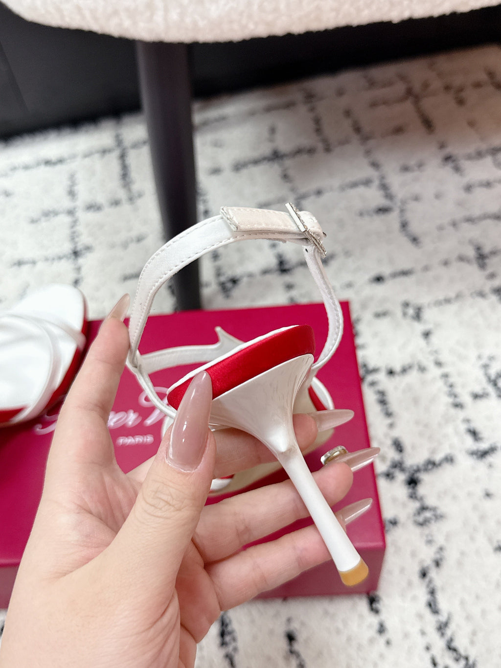 RV Rose Vivier Sandals 10cm White Satin 617303