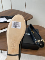CC Ballerina Chain Flats Black Patent Leather GHW 431483