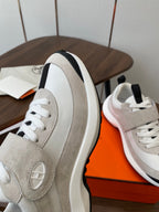 HM couple's sneakers white light beige suede