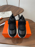 HM couple's sneakers black white beige suede