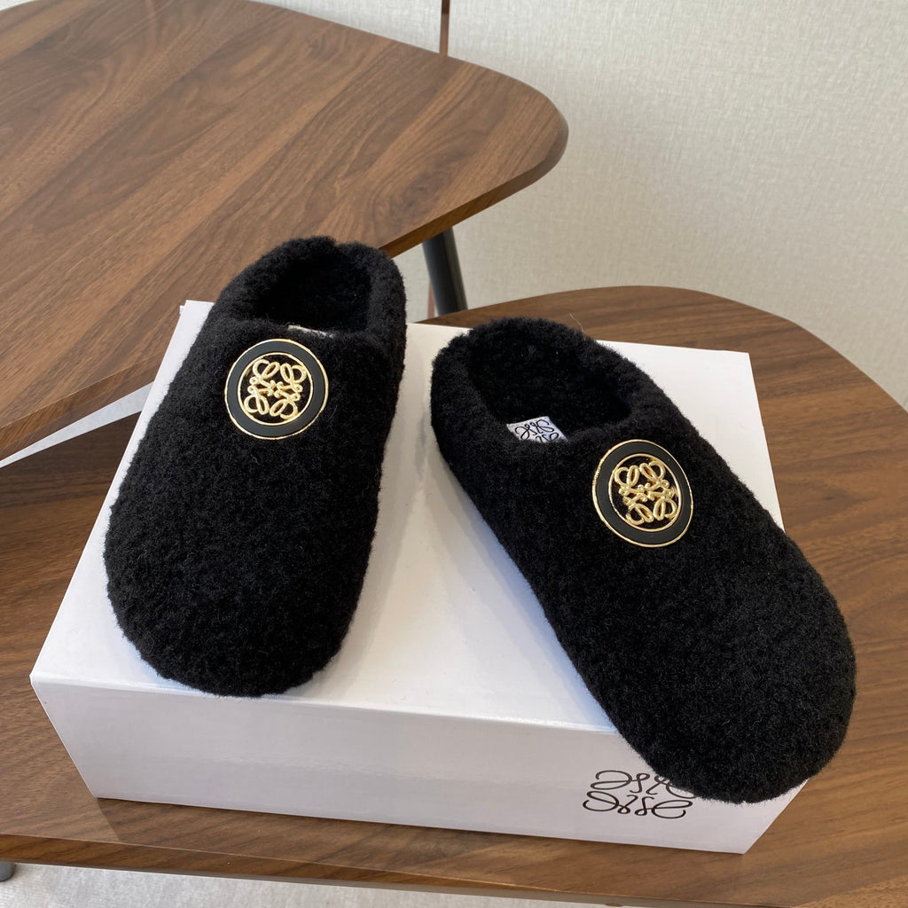 Loewe Birkenstock slippers black wool 477790