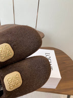 Loewe Birkenstock slippers dark brown wool 477794