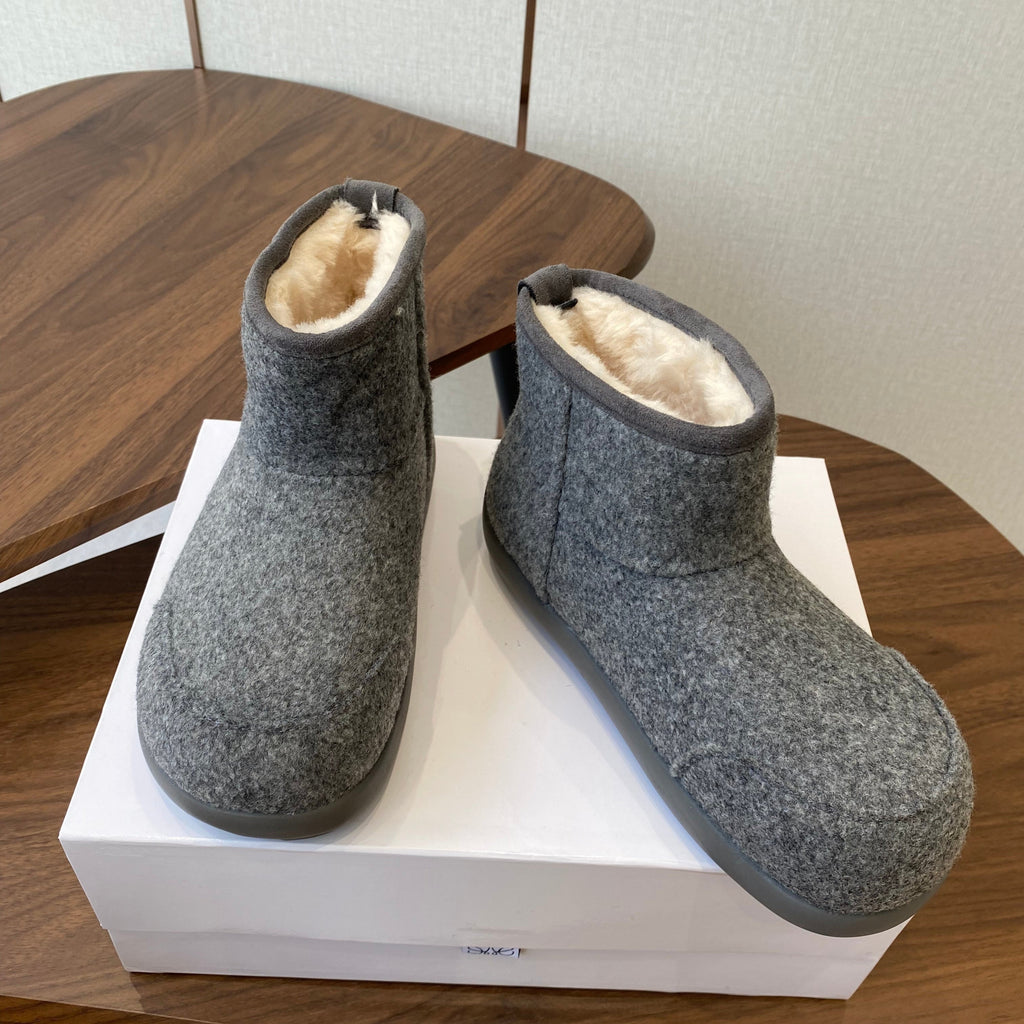 Loewe snow boots gray white suede wool 477799