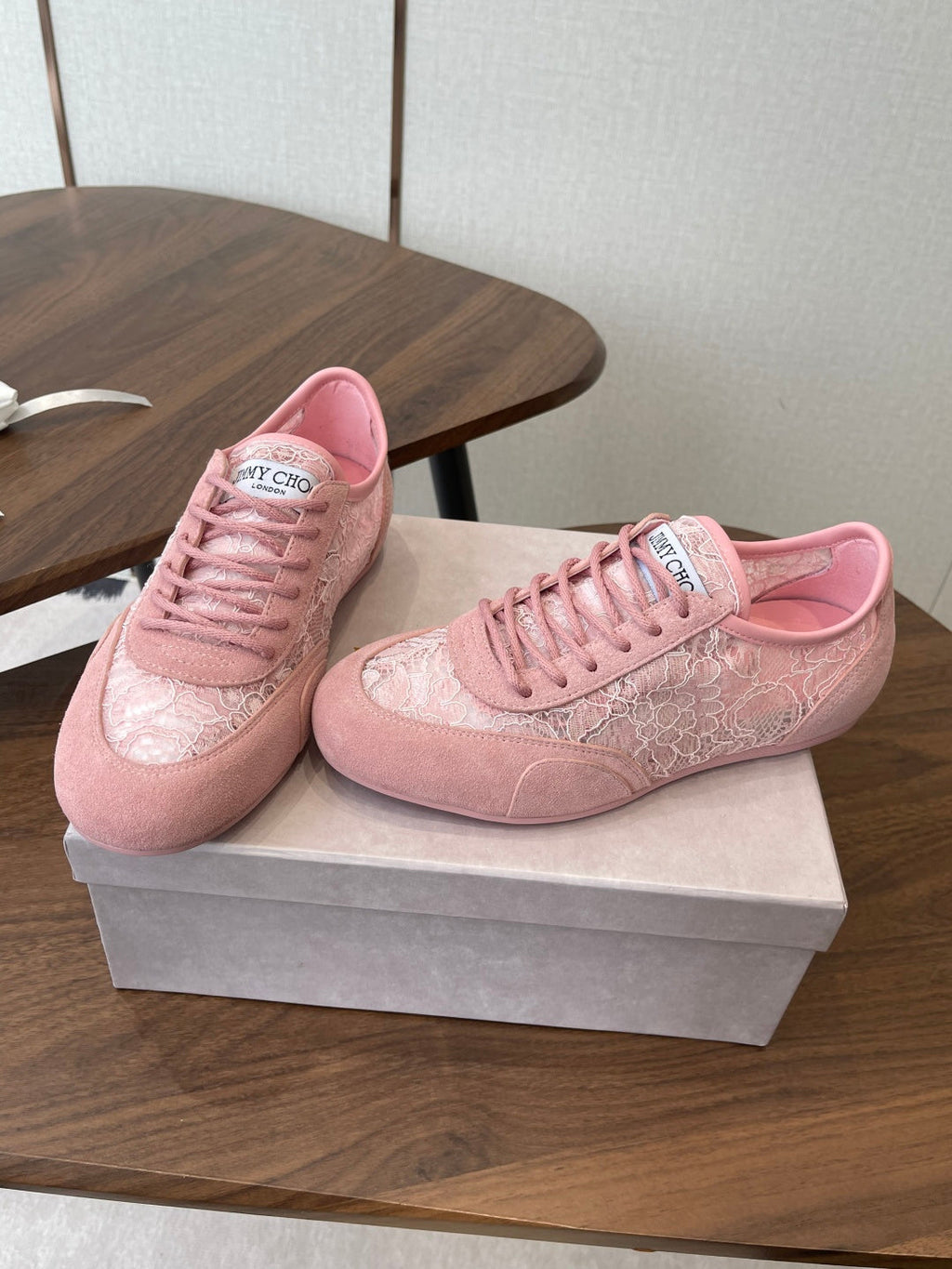 Jimmy Choo Sunny F Sneaker Pink Lace Leather