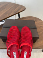 Alaia 26 Half-Slippers Red Mesh Rhinestones 624899