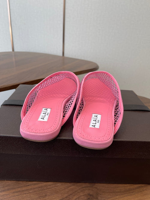 Alaia 26 Half-Slippers Pink Mesh Rhinestones 624902