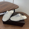 Alaia 26 Half-Slippers Ivory Mesh Rhinestones 624904