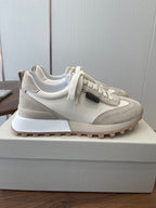 Brunello Flannel Runners With Monili Ivory Grey Suede 624477