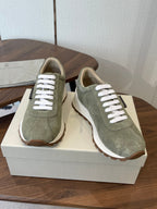 Brunello Runners With Shiny Tab Olive Suede 624491