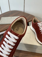 Brunello Runners With Shiny Tab Burgundy Suede 624493