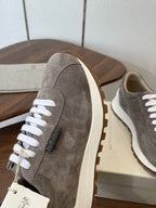 Brunello Runners With Shiny Tab Dark Taupe Suede 624494