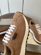 Brunello Runners With Shiny Tab Brown Suede 624495