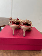 VT Studdy Pumps 65mm Beige Red Leather 624352