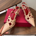 VT Studdy Pumps 65mm Beige Red Leather 624352