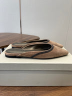 Brunello Monili-chain Mules Brown Suede 624508