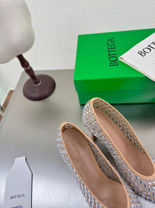 BV Rhinestones Sofia Pump 90mm Beige Mesh 428480