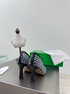 BV Rhinestones Sofia Pump 90mm Black Mesh 428482
