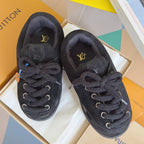 LV x Ingo Casual Sports Shoes 50mm Black Embossed Damier Graphine Suede 459769