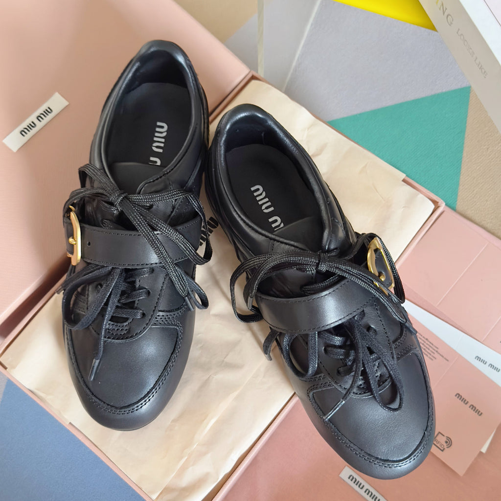 Miu Sneakers With Bucklee Black Leather 509755