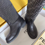 Fendi 2025 Filo Black Sheepskin and FF Fabric Boot 553108