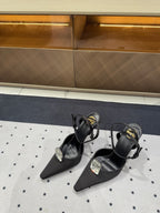 HARLOW PUMPS IN BLACK SATIN CREPE AND CRYSTALS