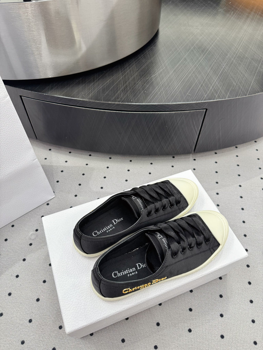 Dior Lucky Sneaker Black Satin 618071