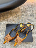 YSL Dakota Pumps 50mm Orange Satin 637209