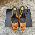 YSL Dakota Pumps 50mm Orange Satin 637209