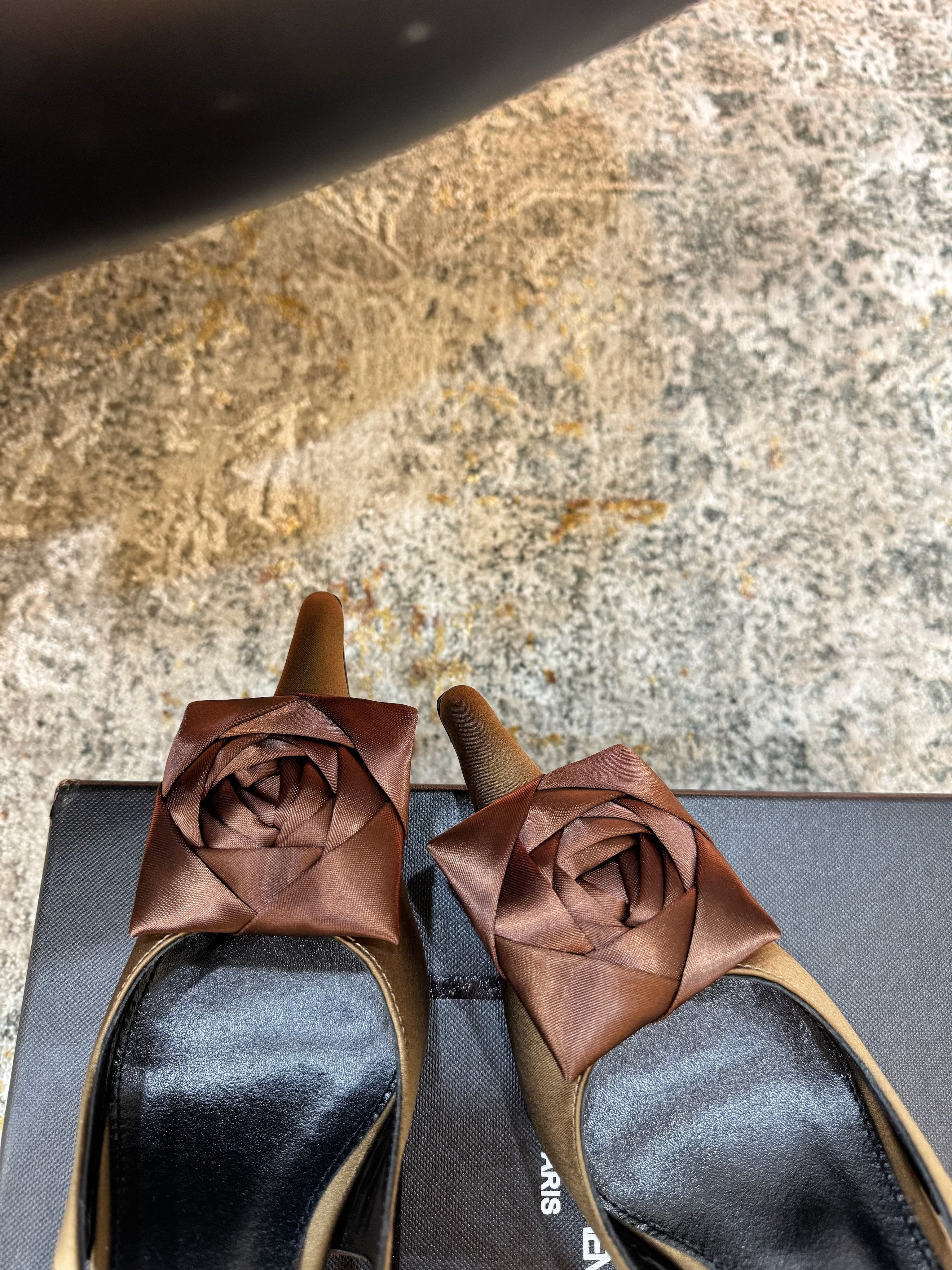 YSL Dakota Pumps 50mm Brown Satin 637210