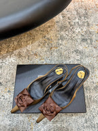 YSL Dakota Pumps 50mm Brown Satin 637210