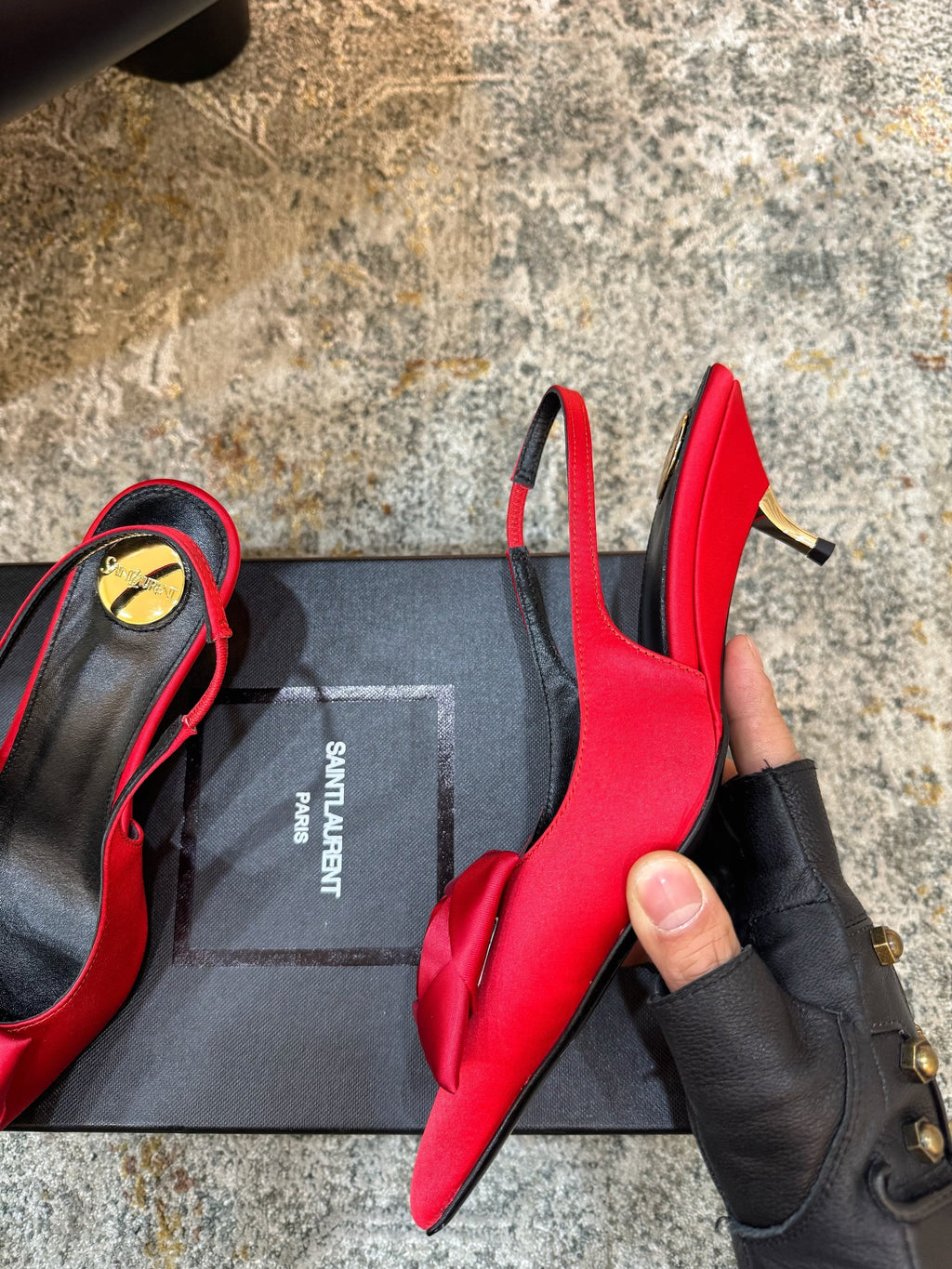 YSL Dakota Pumps 50mm Red Satin 637211