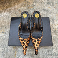 YSL Anne-Marie Slingback 8cm Leopard Printed Satin 637229