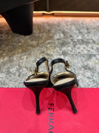 Ferragamo Maxi Gancini Slingback 7.5cm Black Cowhide 694840