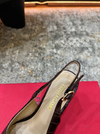 Ferragamo Maxi Gancini Slingback 7.5cm Black Embossed Cowhide 694841