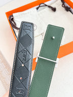 HM Constance Belt 38mm Black Green Cowhide Sliver Buckle 620241