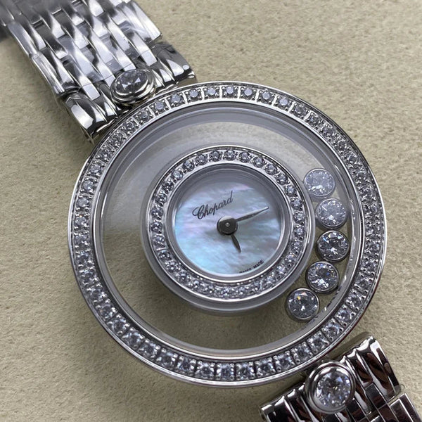 Chopard Happy 28mm Mop Dial Diamond Bezel Steel