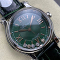 Chopard Happy Sport 30mm Green Diamond Dial Black Green Crocodile Leather