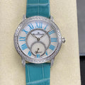Blancpain's Ladybird 35mm White Blue Dial Diamond Bezel Crocodile Leather